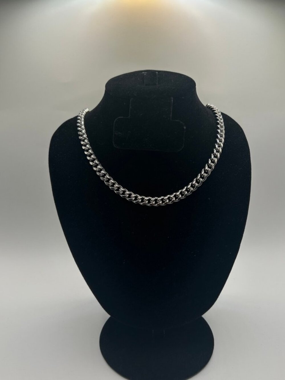 Real Silver Cuban Chain Stainless Steel Plated 7mm 18 Inch Waterproof Durable